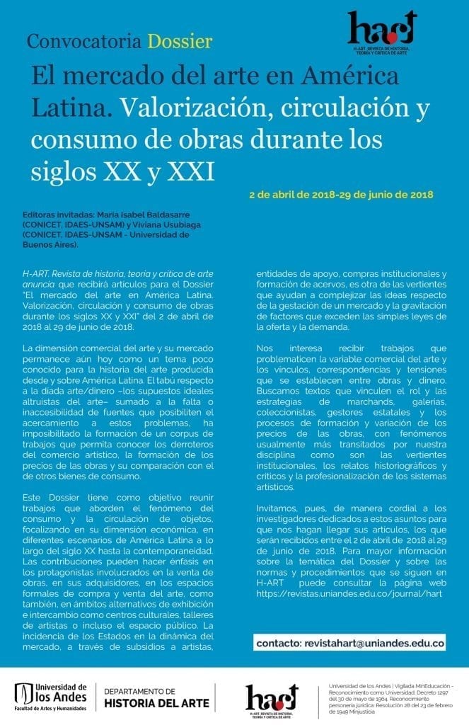 Convocatoria Dossier H-Art: El mercado del arte en América Latina