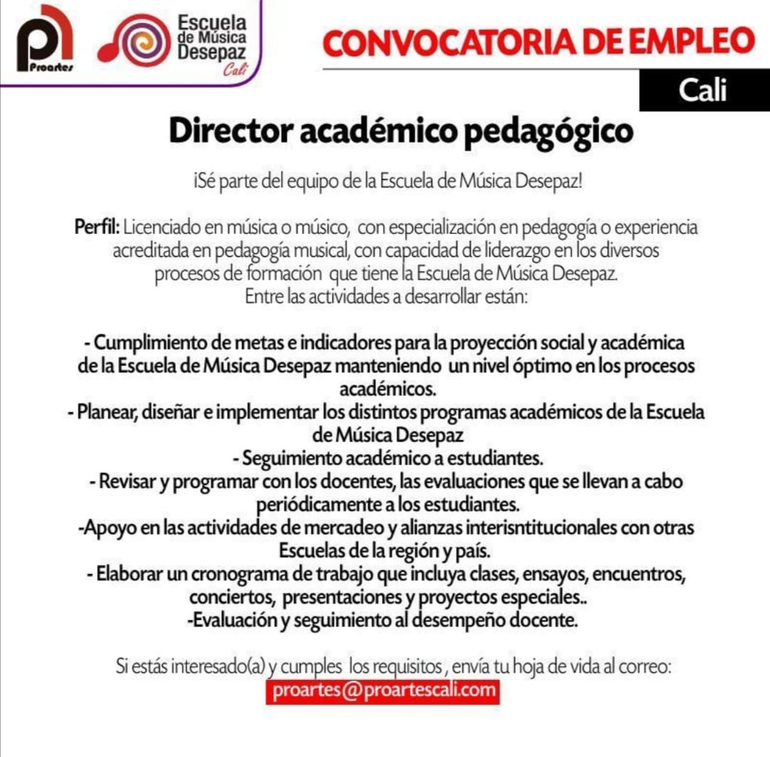 Convocatoria: Director académico pedagógico Convocatoria: Director académico pedagógico